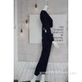 Black Midriff Crop Suit For Lady